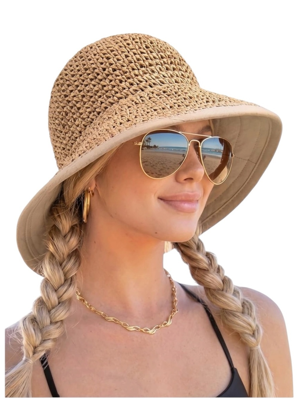 FURTALK Women's Crochet Straw Sun Hat a popular summer packable foldable Hat